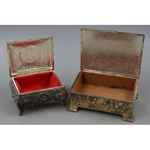 117 - Two Jewellery Boxes To Include Silver Plated Cameo Box, and Floral Box.