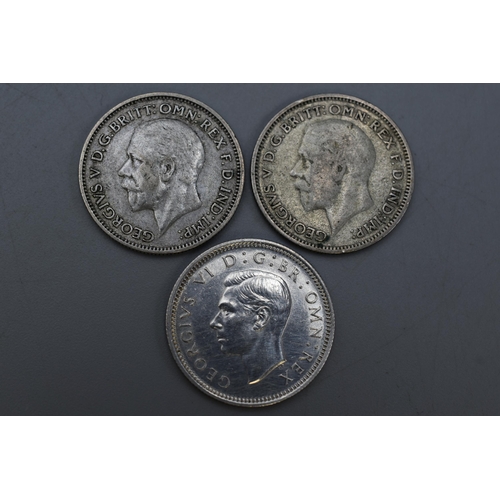 133 - Three British Silver Sixpences (1935, 1936 and 1946).