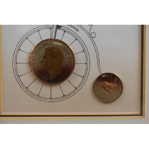 136 - Framed and Glazed Enameled Farthing and one Penny Coin Displaying 1940-2005 65 Years 7