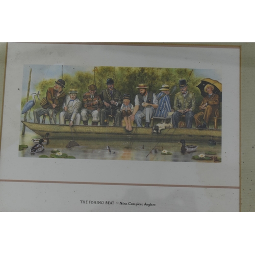 629 - Selection of 7 Framed and Glazed Prints including Wigan Street Scenes, On The River, The Fishing Bea... 