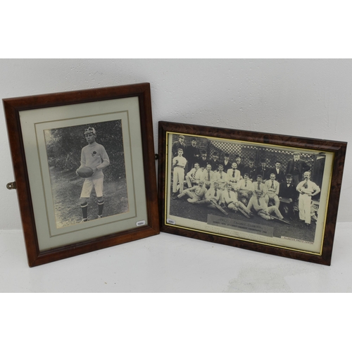 630 - Two Vintage Sporting themed Framed and Glazed Pictures including Leys Cricket Club 1896