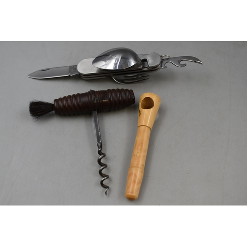 202 - Two Vintage Cork Screws and a Combination Pocket Knife