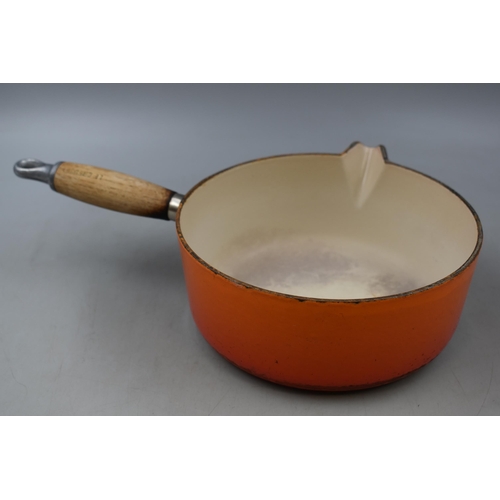 339 - Le Creuset 20cm Orange Cast Iron Sauce / Milk Pan