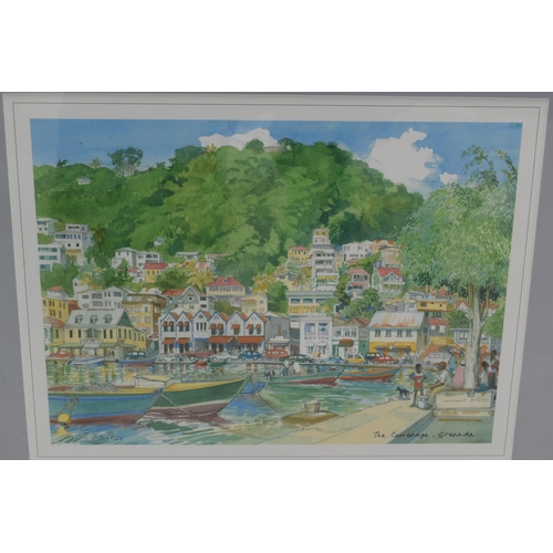 349 - Two Matching Framed and Glazed signed Prints by Jim Walker (Barbados & Grenada)