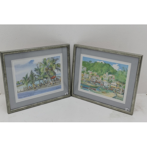 349 - Two Matching Framed and Glazed signed Prints by Jim Walker (Barbados & Grenada)