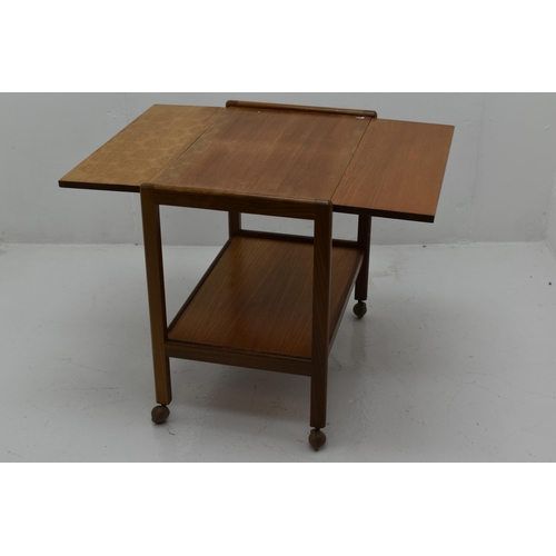 427 - Mid Century Teak Drop Serving Trolley (88cm x 62cm Extended)