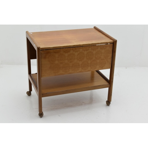 427 - Mid Century Teak Drop Serving Trolley (88cm x 62cm Extended)