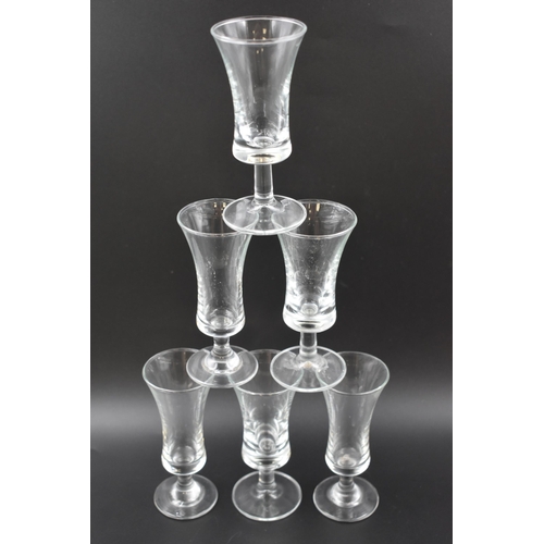 193 - Glass decanter and six sherry glasses with tray