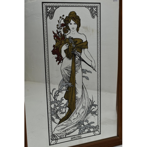 316 - Two large Framed Mirrors depicting Ladies of Spring and Summer approx. 62cm x 87cm