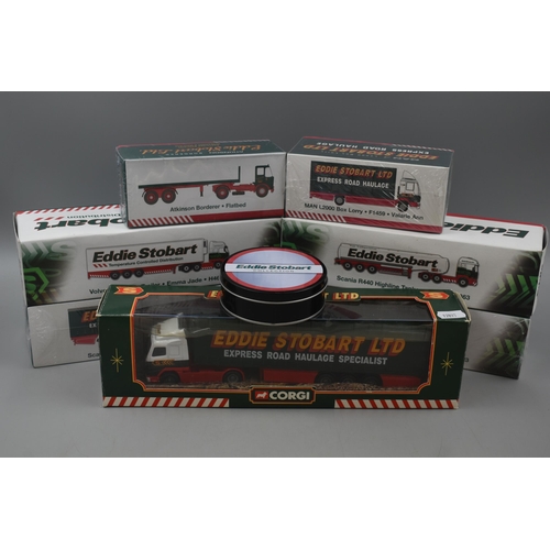 511 - Selection of 7 Sealed Eddie Stobart Die-Cast Scale Models including Volvo, and Scania together with ... 