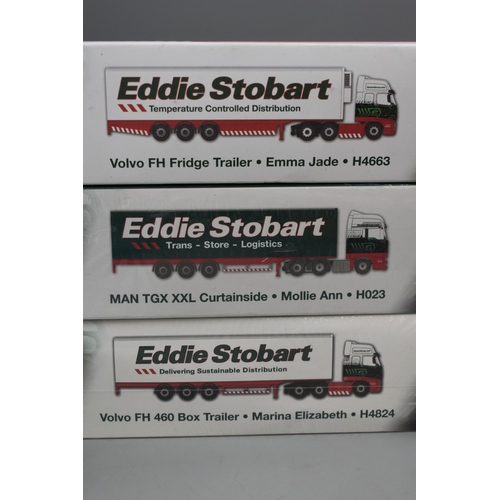 512 - Six Sealed Eddie Stobart Die-Cast Scale Models including Scania, Ford, Konecranes and Volvo with a S... 