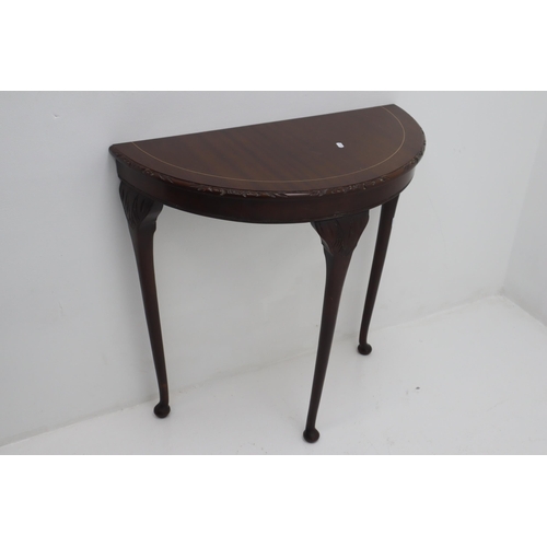 546 - A Wooden Demi Lune Hallway Table, Approx 75cm Tall.