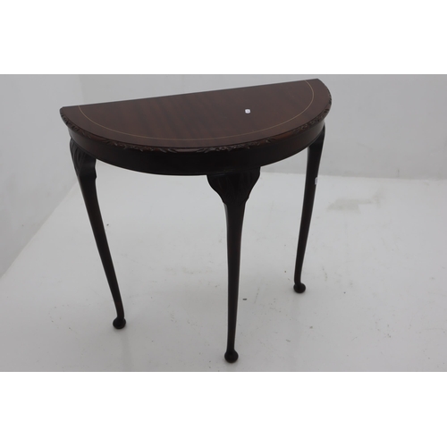 546 - A Wooden Demi Lune Hallway Table, Approx 75cm Tall.