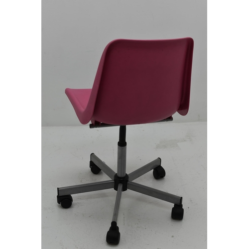 564 - A Pink Office Chair, Height Adjustable.