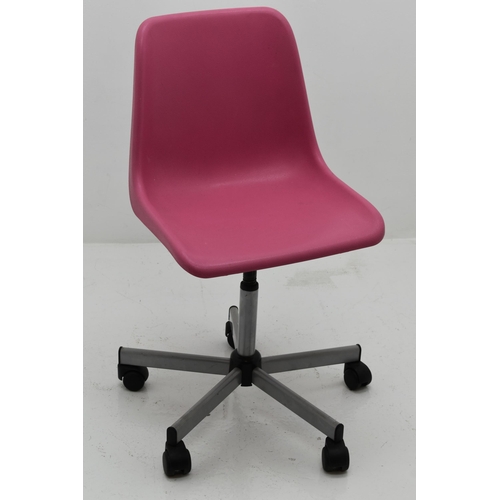 564 - A Pink Office Chair, Height Adjustable.