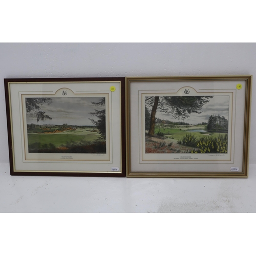 581 - Two John Morland Signed Framed and Glazed Pints depicting The 13th and 17th Holes at Gleneagles