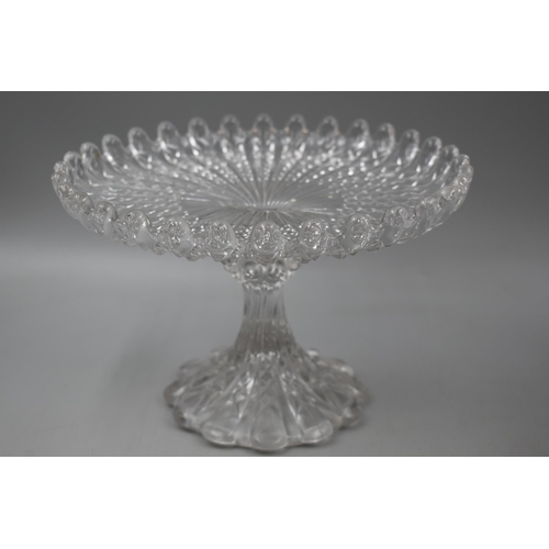 652 - A Selection of Crystal Items To Include Fruit Basket, Punch Bowl and Cake Stand.