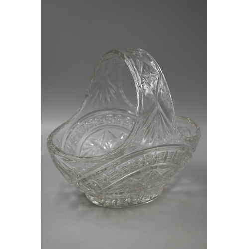 652 - A Selection of Crystal Items To Include Fruit Basket, Punch Bowl and Cake Stand.