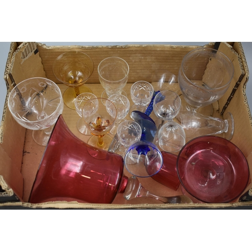 667 - A Selection of Mixed Glassware, Includes Royal Doulton, Cranberry Glass, Webb and More.