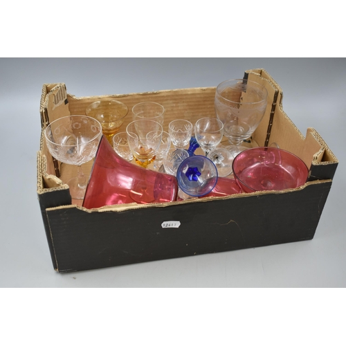 667 - A Selection of Mixed Glassware, Includes Royal Doulton, Cranberry Glass, Webb and More.