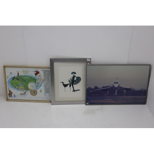 683 - Three Framed Prints including Concorde, Arthur Cymru and More