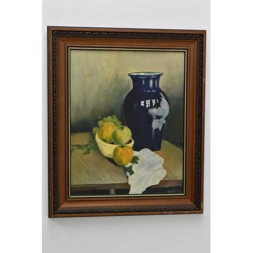 684 - Framed Still Life Oil on Board Picture signed by artist Harry Fisher 25.5