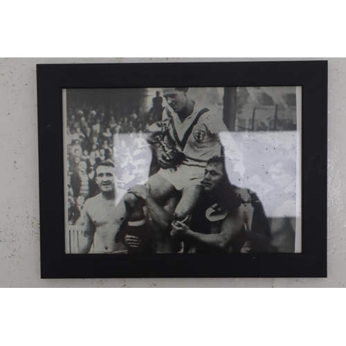 685 - Six Framed Wigan Rugby Pictures Includes Jim Sullivan 1921-1946