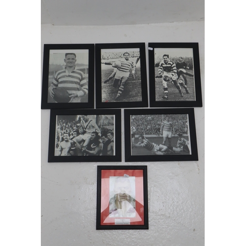 685 - Six Framed Wigan Rugby Pictures Includes Jim Sullivan 1921-1946