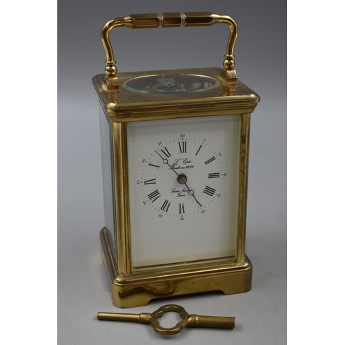 8 - L 'Epee Saint Luxanne, French Brass Cased Carriage Clock complete with Key