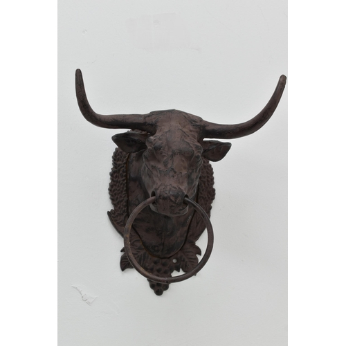 21 - Cast Iron Long Horn Bull Wall Plaque with Nose Ring (10