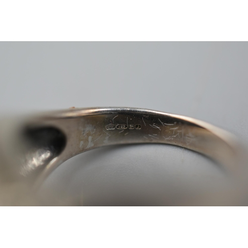 36 - A Hallmarked Birmingham Silver Marcasite Stoned Ring, Size O.