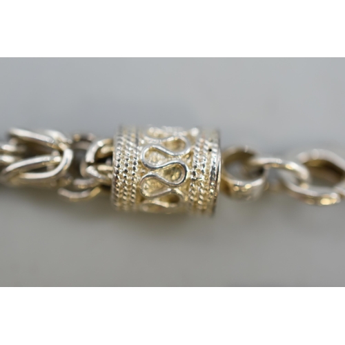 38 - Small 925 Silver Fancy Link Bracelet. Approx. 16cm.