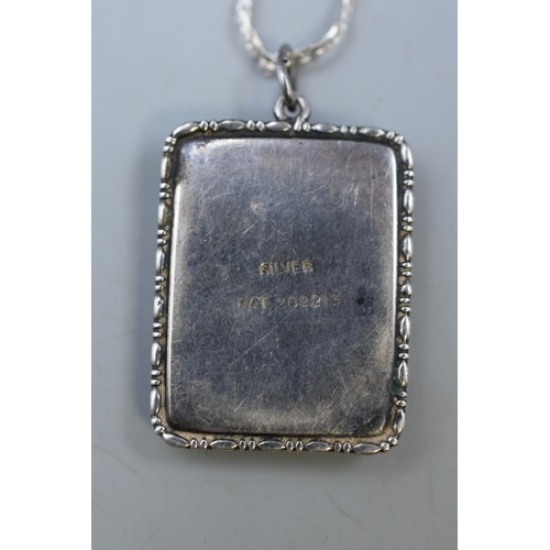 40 - Antique Silver Enamelled Pendant with Silver 925 Chain Complete with Presentation Box