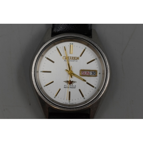 58 - Citizen Eagle 7 Automatic 21 Jewels Day Date Gents Watch with Leather Strap (Working)