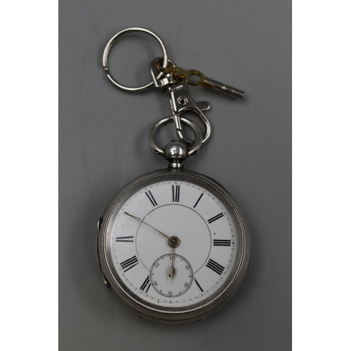 73 - Hallmarked Chester Silver Pocket Watch Key (Ticks but Requires Second Finger)