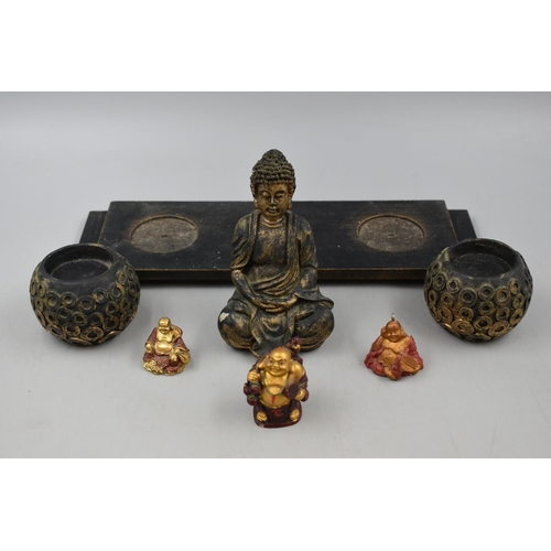 87 - Selection of Thai and Indian Buddha Candleholders and Figures