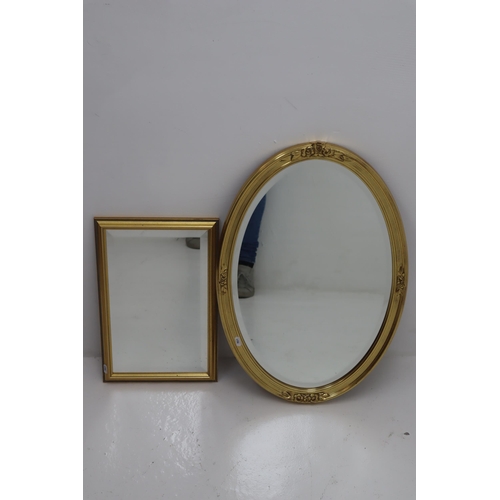 633 - Two Gilt Framed Mirrors One Oval and One Square