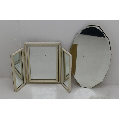 634 - Two Mirrors. Includes a Bedroom Folding Mirror and A Twelve Sided Wall Mirror. Wall Mirror Approx 69... 