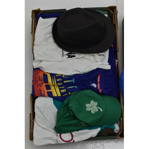 636 - Four Boxes of Assorted Men's Clothing. Includes Nike, Lonsdale, Hot Tuna and More.