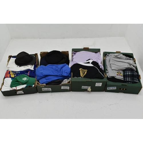 636 - Four Boxes of Assorted Men's Clothing. Includes Nike, Lonsdale, Hot Tuna and More.