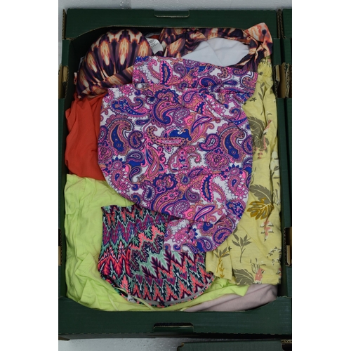 637 - Five Boxes of Assorted Ladies Clothing. Includes Jack Daniels, Pink and More.