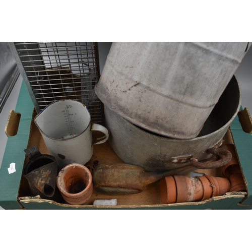 640 - A Mixed Lot To Include Enamelled Measuring Jug, Oil Can, Rat Trap and More.