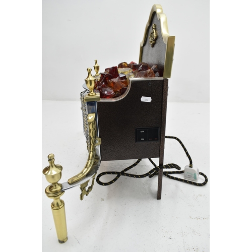 300 - Georgian Style Freestanding Electric Bar Fire with Glass Coals fitted with Led Bulbs variable Heat S... 