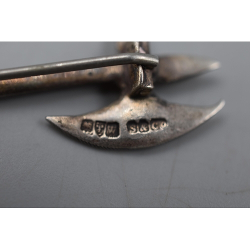 48 - Chester Hallmarked Silver Axe Brooch