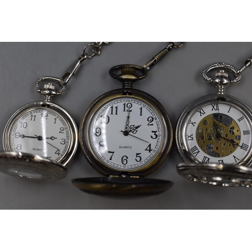 78 - Three Full Hunter Pocket Watches on Chains