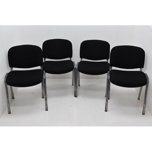 532 - Stack of Four Matching Metal Framed Office Chairs with Soft Padded Seat Base and Soft padded Back Re... 