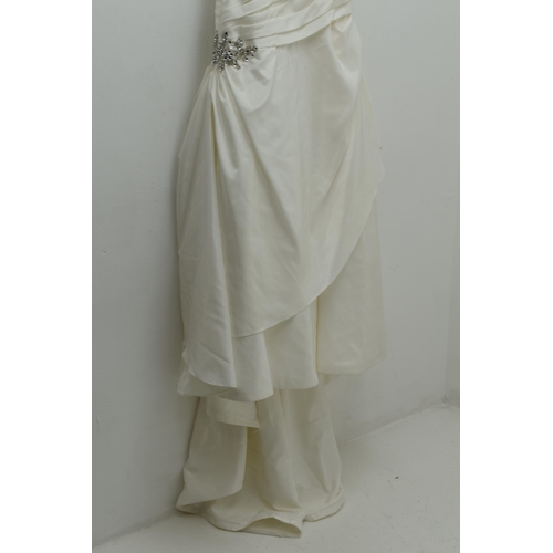 533 - Romantica Cream Pleated Wedding Dress, size 14 with beaded flower Decoration, With protective cover ... 