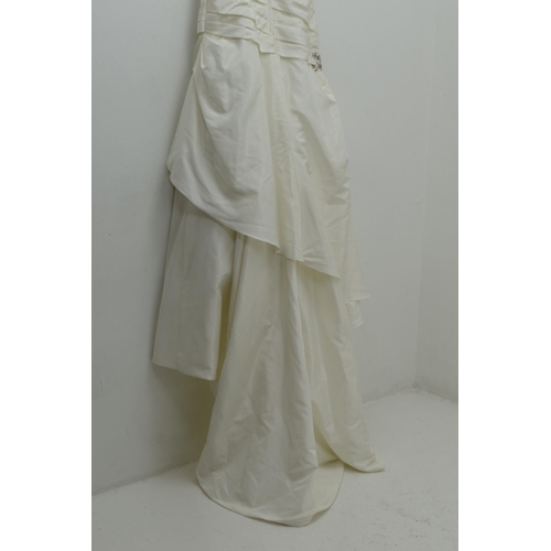 533 - Romantica Cream Pleated Wedding Dress, size 14 with beaded flower Decoration, With protective cover ... 