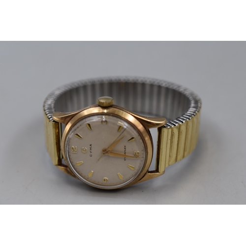 1 - CYMA Hallmarked 375 (9ct) Gold Cased 1950s Cymaflex Watch with Swiss Automatic Movement and Elastica... 