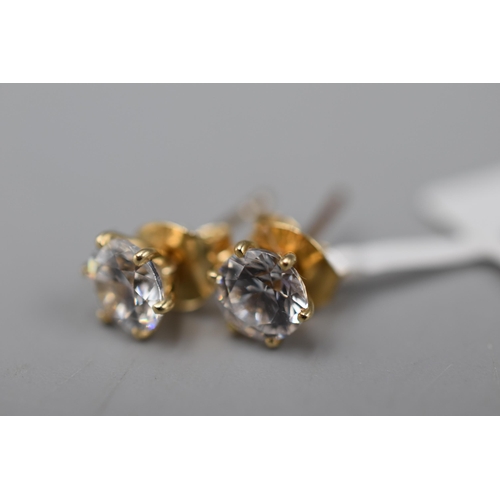 2 - Gold 9CT Diamond Style Stud Earrings